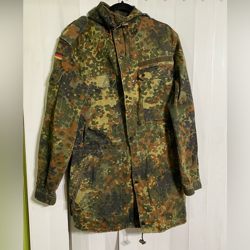 RARE Olive Green Military Germany Flag Jacket